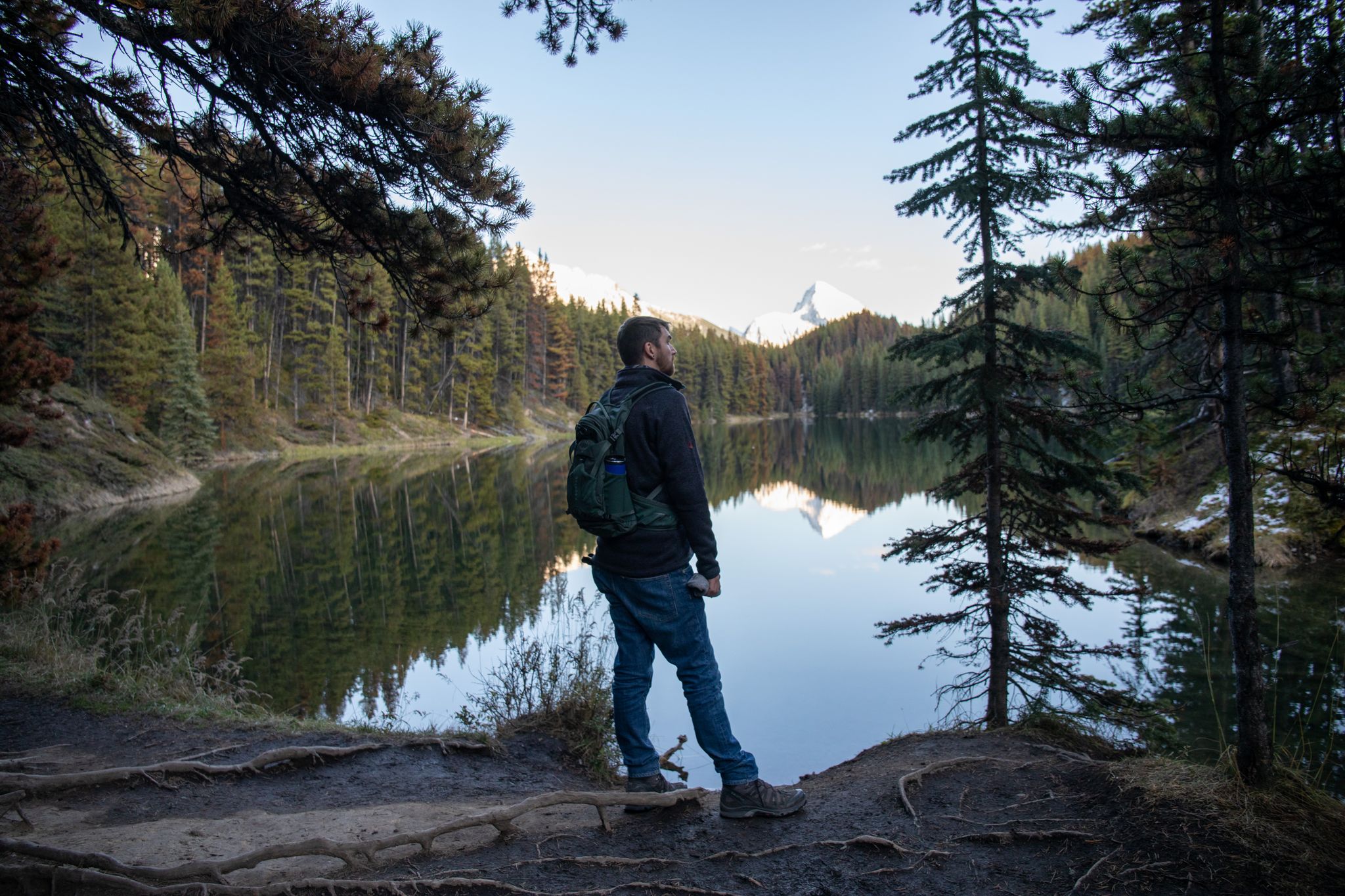 James hiking at Moose Lake, Jasper, Canada
