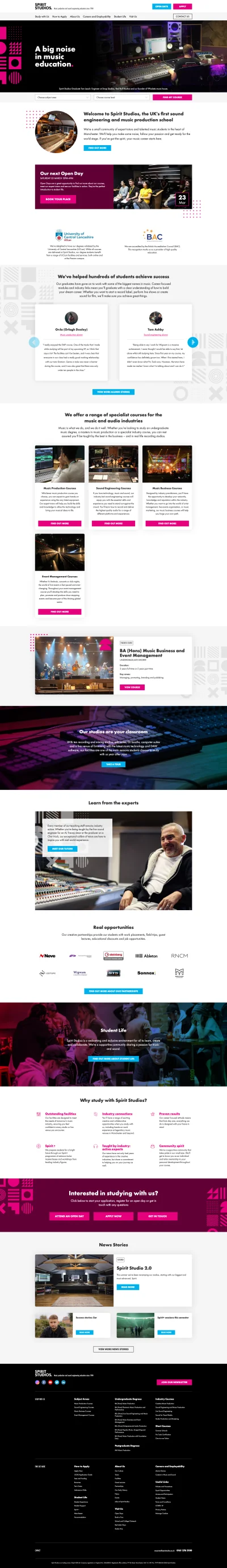 Spirit Studios website screenshot