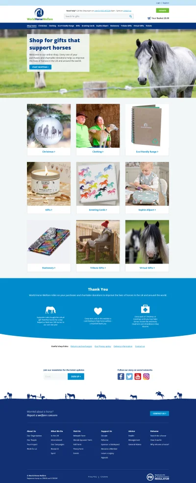 World Horse Welfare Shop website screenshot